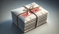 A neat stack of envelopes with secret documents, tied with a rope, and with a red TOP SECRET stamp on the top envelope Royalty Free Stock Photo