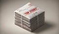 A neat stack of envelopes with secret documents, tied with a rope, and with a red TOP SECRET stamp on the top envelope Royalty Free Stock Photo