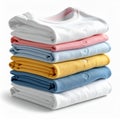 Neat Stack of Folded Pastel Shirts on White Background Royalty Free Stock Photo