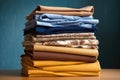 a neat stack of ironed mens shirts