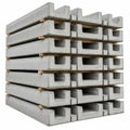 Stack of U- Shaped Concrete Beams on Wooden Pallets Isolated on White Background Royalty Free Stock Photo