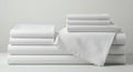 Neat Stack of White Cotton Sheets and Pillowcases Royalty Free Stock Photo