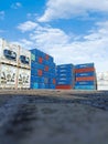 neat stacks of containers, city center in east java, Surabaya, INDONESIA