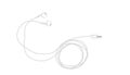 Neat stylish wired earbud headphones in white. Vector Illustration