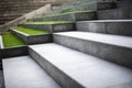 Neat and tidy grey stair steps made of stone and granite tiles with a curb. Royalty Free Stock Photo