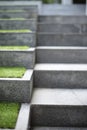 Neat and tidy grey stair steps made of stone and granite tiles with a curb. Royalty Free Stock Photo