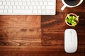 Neat workstation on a wooden desk Royalty Free Stock Photo