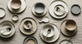 A neatly arranged collection of ceramic Royalty Free Stock Photo