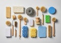 Sponges vary in color, texture, and material, including natural, foam, Royalty Free Stock Photo