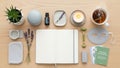 A neatly arranged collection of wellness items on a wooden surface Royalty Free Stock Photo