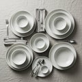 A neatly arranged dinnerware set on Royalty Free Stock Photo
