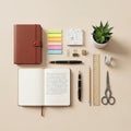 The setup conveys an organized and aesthetically pleasing workspace Royalty Free Stock Photo