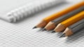 Neatly Arranged Pencils and Clean Lined Notes on Graph Paper in a Study Environment During the Afternoon Royalty Free Stock Photo