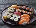 A Neatly Arranged Platter of Assorted Sushi Rolls