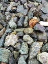 Neatly arranged river stones