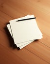A neatly arranged stack of blank paper sheets with a pencil resting on top, ready to write. Royalty Free Stock Photo