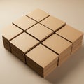 A neatly arranged stack of cardboard squares is displayed, forming a grid pattern. Royalty Free Stock Photo