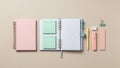 Items are organized in a linear pattern emphasizing a pastel color Royalty Free Stock Photo