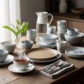 A neatly arranged table setting features Royalty Free Stock Photo