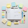 The sticky notes are in colors like blue pink green and yellow with Royalty Free Stock Photo