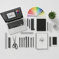 Layout, all on a clean, white surface. The setup suggests a graphi Royalty Free Stock Photo