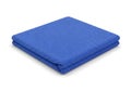 A neatly folded blue microfiber cloth on a white background Royalty Free Stock Photo