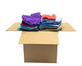 Neatly Folded Clothes In Big Box Isolated Royalty Free Stock Photo