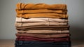 Neatly Folded Corduroy Trousers: Clothing Organization Concept AI Generated Royalty Free Stock Photo
