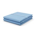 Neatly folded light blue fabric sheet on a white background Royalty Free Stock Photo