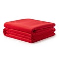 Stack of Folded Red Fleece Blankets on a White Background stacked Royalty Free Stock Photo