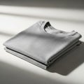 A neatly folded stack of two light gray T-shirts placed on a flat Royalty Free Stock Photo