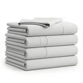 A neatly folded stack of white cotton bed sheets and pillowcases Royalty Free Stock Photo