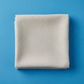 Neatly folded white fabric placed on a light blue background Royalty Free Stock Photo
