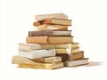 Stack of Old Books on White Background Royalty Free Stock Photo