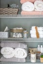 Neatly organized bathroom shelving Royalty Free Stock Photo