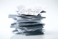 Stack of Receipts and Order Confirmations on a Clean White Surface Generative AI Royalty Free Stock Photo