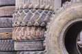 Scrap truck rubber tires. Royalty Free Stock Photo