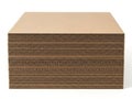 Neatly stacked cardboard sheets against white background Royalty Free Stock Photo