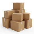 Stack of Cardboard Shipping Boxes with Tape on a White Background package delivery Royalty Free Stock Photo