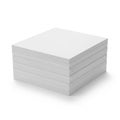 A neatly stacked pile of white printer paper sits against a plain white Royalty Free Stock Photo
