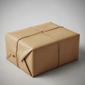 A neatly wrapped package in brown paper secured with simple brown twine Royalty Free Stock Photo
