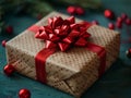 Neatly wrapped present with bow Royalty Free Stock Photo