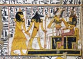 Nebenmaat led by Anubis to Osiris and the Western Goddess in TT219 at Deir el-Medina.