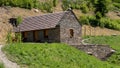 Pernstejn castle garden with stone garden house