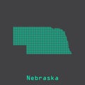 Nebraska abstract dots state map. Dotted style.