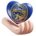 Nebraska flag with heart hand care