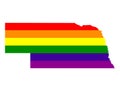 Nebraska map with LGBT flag Royalty Free Stock Photo