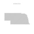 Nebraska map from pattern of black slanted parallel lines. Flat vector illustration isolated on white Royalty Free Stock Photo