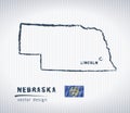 Nebraska national vector drawing map on white background Royalty Free Stock Photo