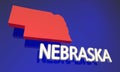 Nebraska NE Red State Map Name